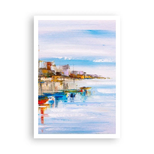 Plakat - Flerfarvet urban havn - 70x100 cm