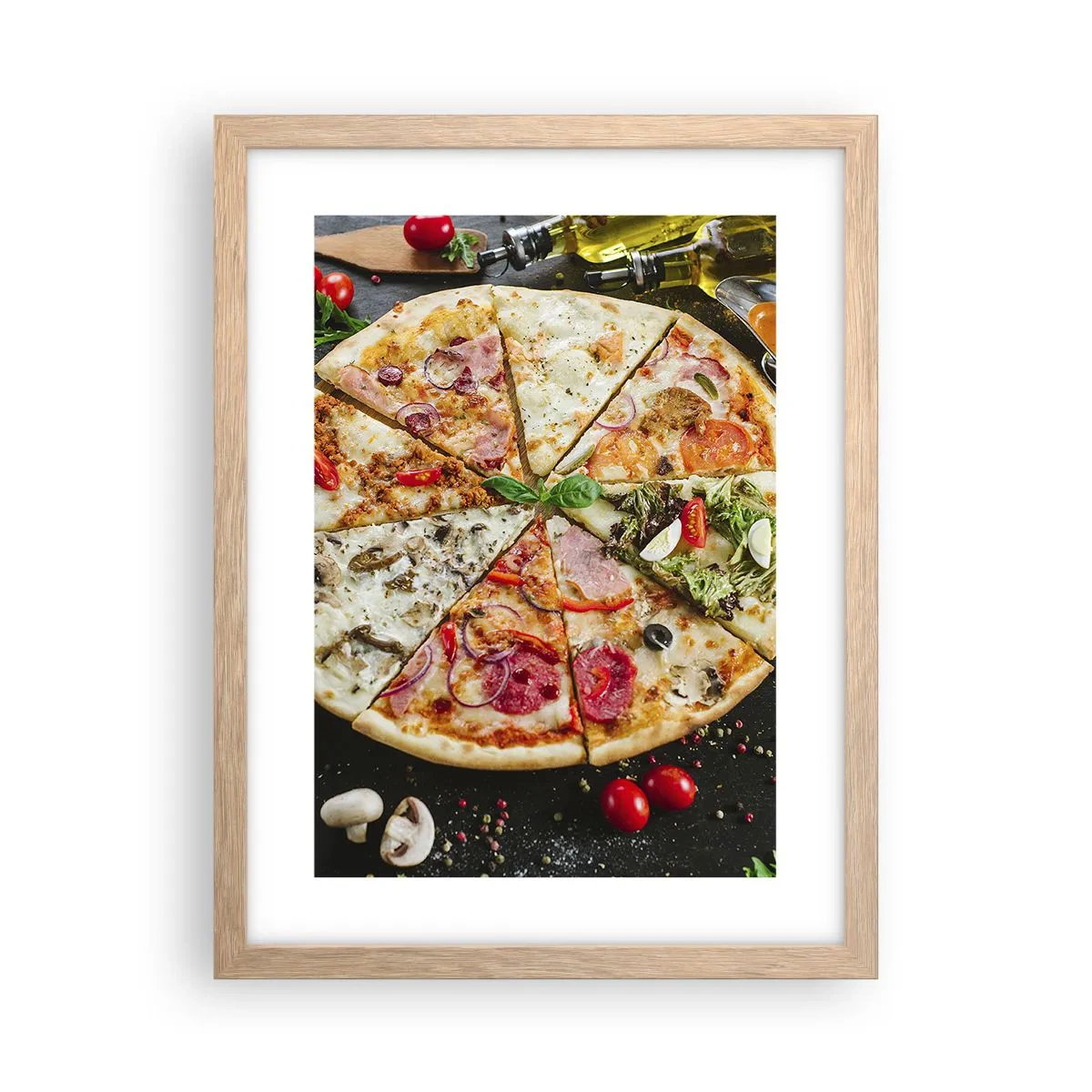Plakat i ramme af lyst egetræ - Et udvalg af smagsvarianter - 30x40 cm