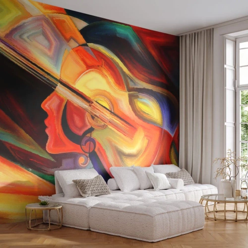 Fototapet Standard Eco - Og alt er i orden - Abstraktion, Kvindens ansigt, Violin - 400x280 cm