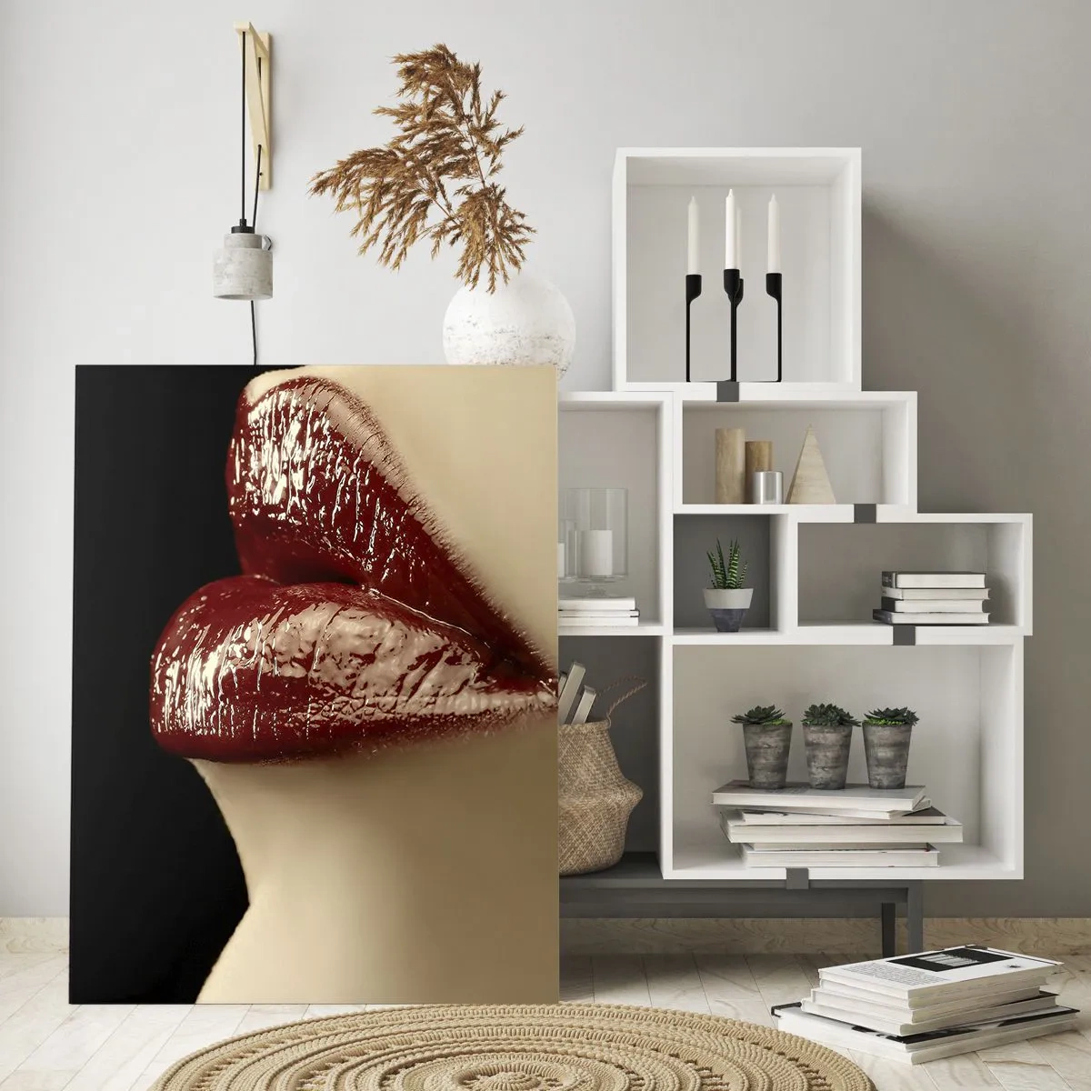 Billede på glas - Karminrødt farves sanselighed og udstråling - 80x120 cm