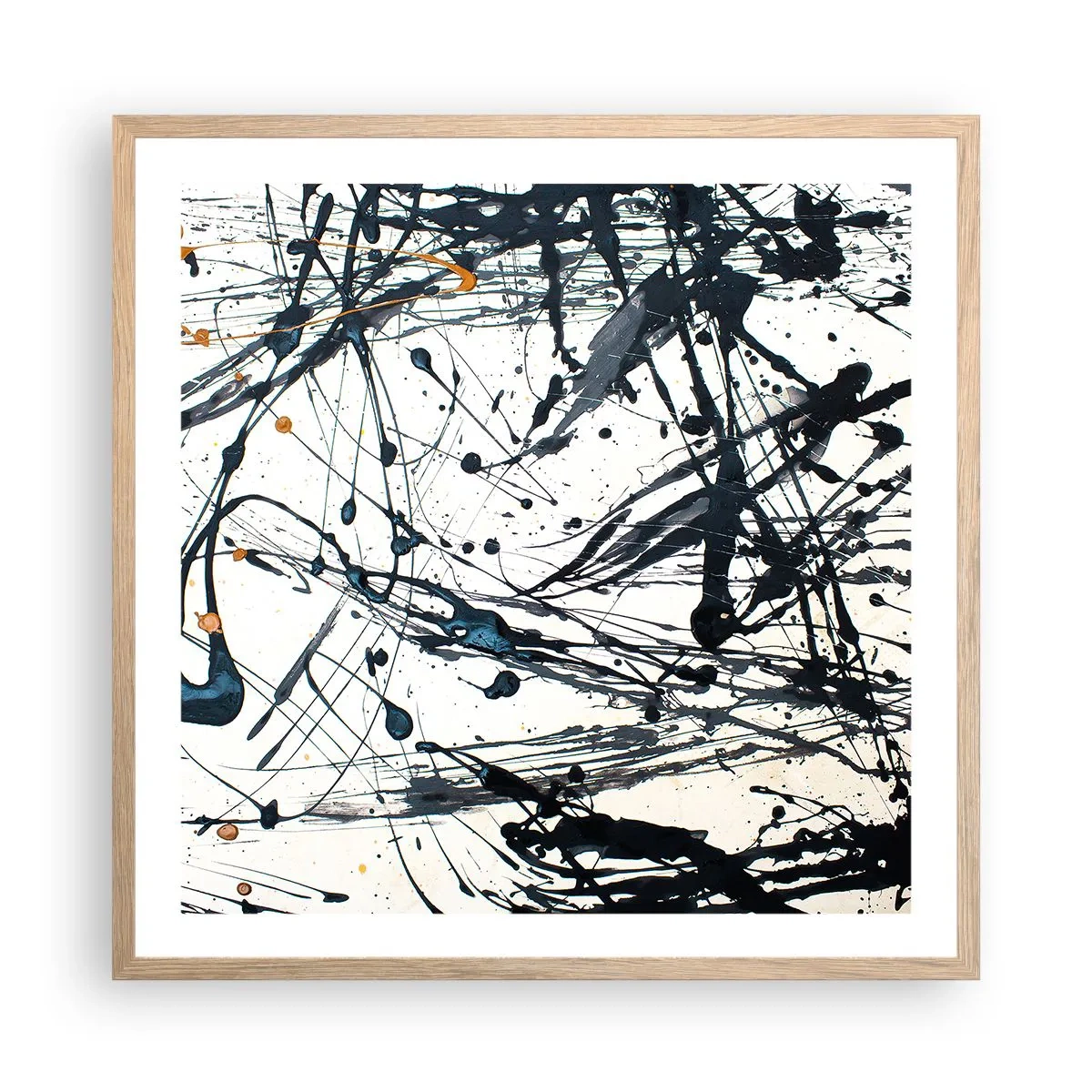 Plakat i ramme af lyst egetræ - Ekspressionistisk abstraktion - 60x60 cm