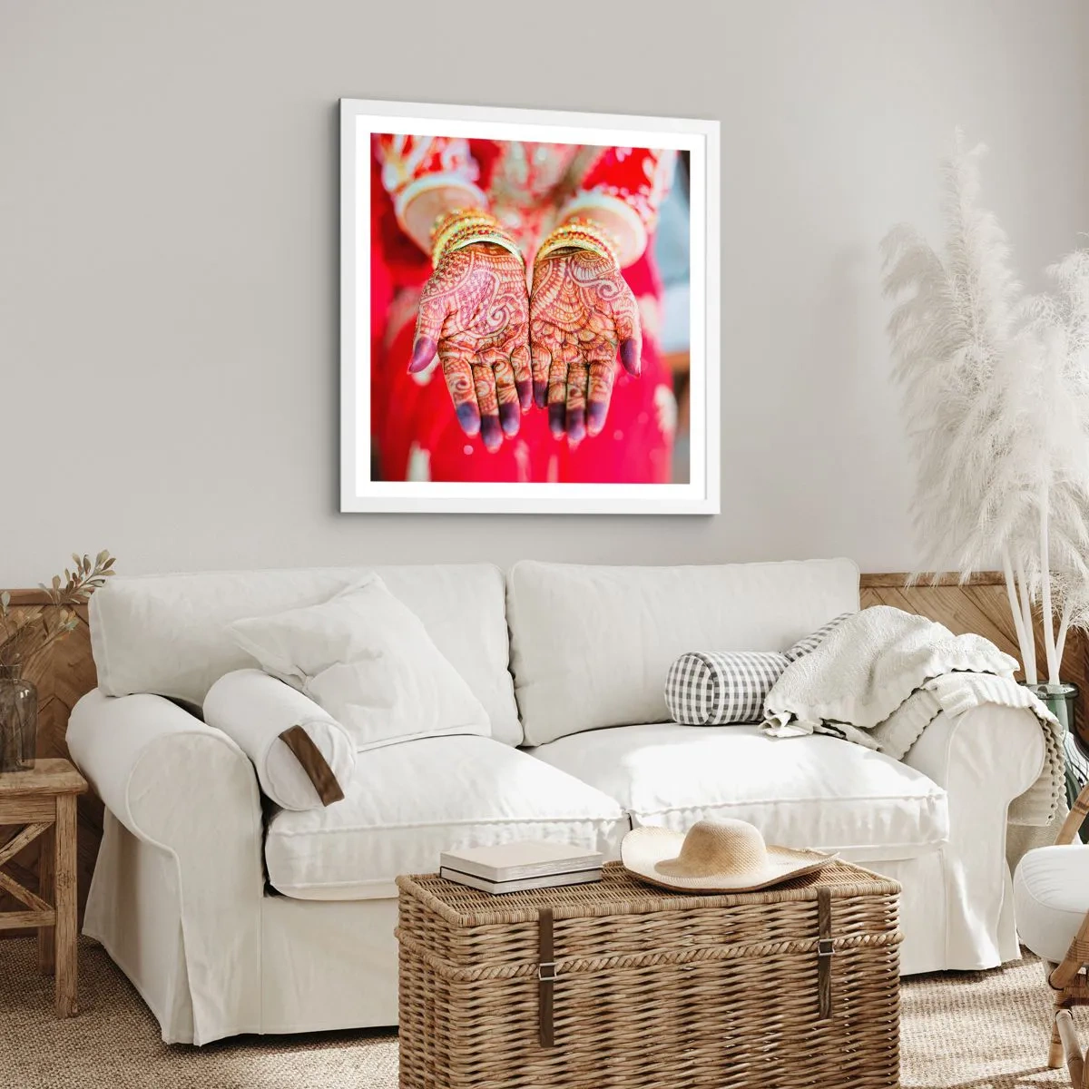 Plakat i hvid ramme - Klar til at fange lykken - 50x50 cm