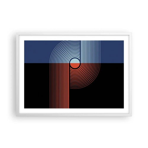 Plakat i hvid ramme - I en geometrisk omfavnelse - 70x50 cm