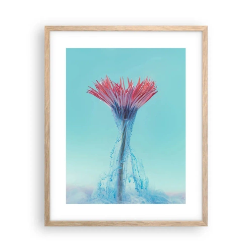 Plakat i ramme af lyst egetræ - I en nærende omfavnelse - 40x50 cm