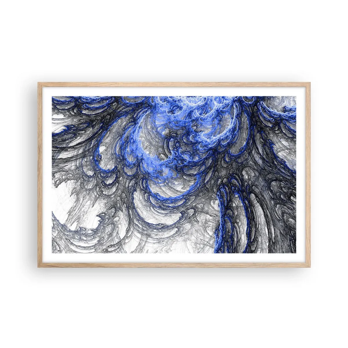 Plakat i ramme af lyst egetræ - En bølges fødsel - 91x61 cm