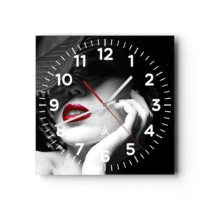 Vægur, Uret - Studie i skarlagenrødt - 40x40 cm