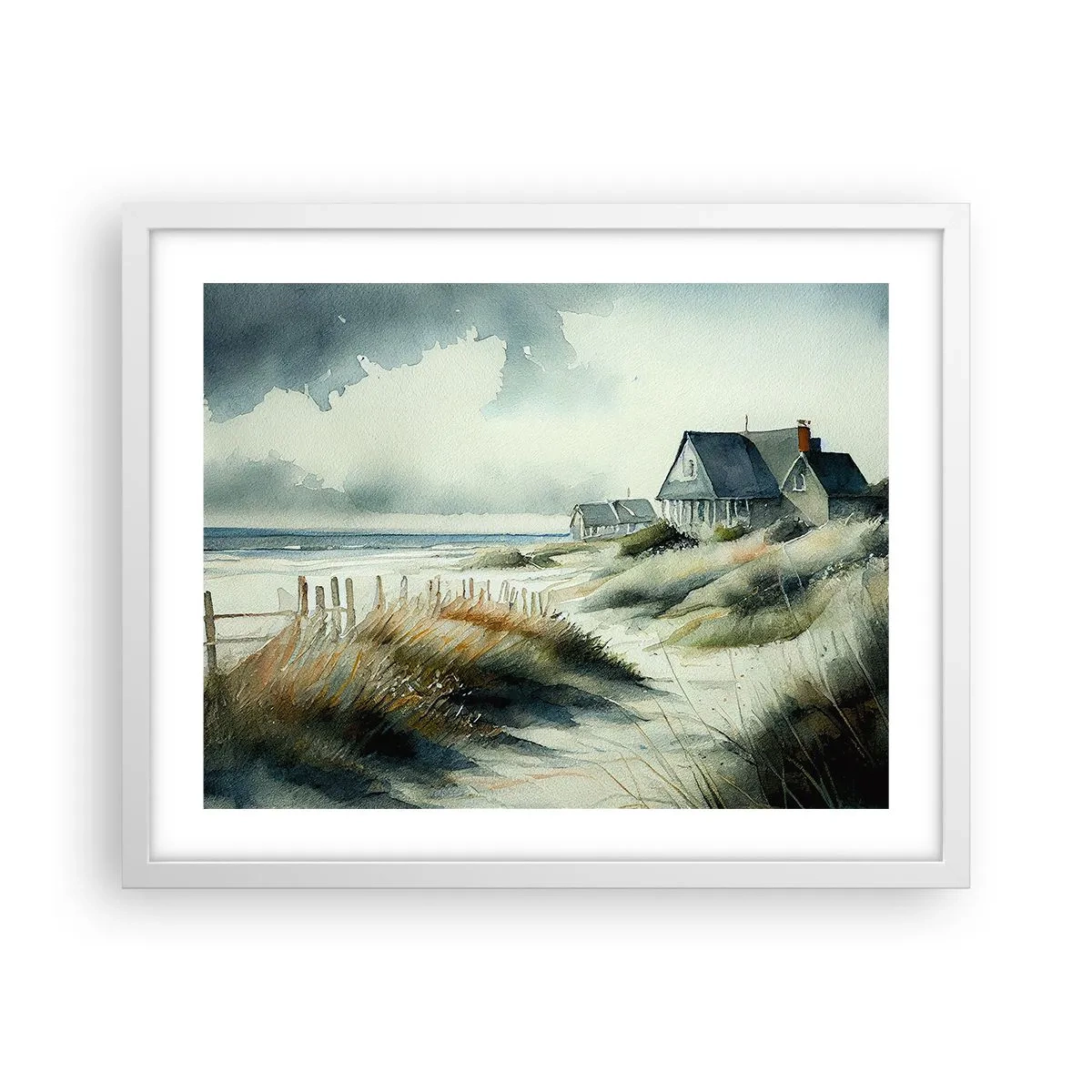 Plakat i hvid ramme - Væk fra trængsel og travlhed - 50x40 cm