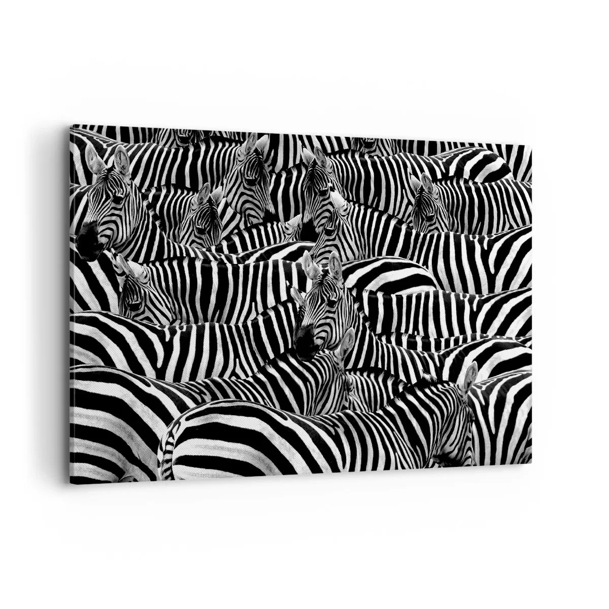 Lærredstryk - Billede på lærred - Stribet gruppeportræt - 100x70 cm