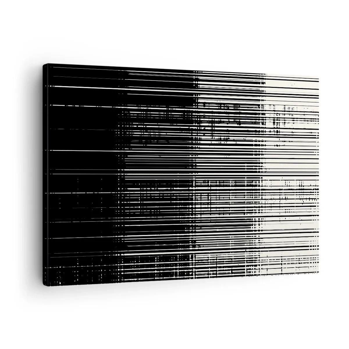 Lærredstryk - Billede på lærred - Abstrakt komposition af linjer i kontrasterende sort og hvid - 70x50cm - Bølger og vibrationer - Moderne vægdekoration til stue og soveværelse ARTTOR