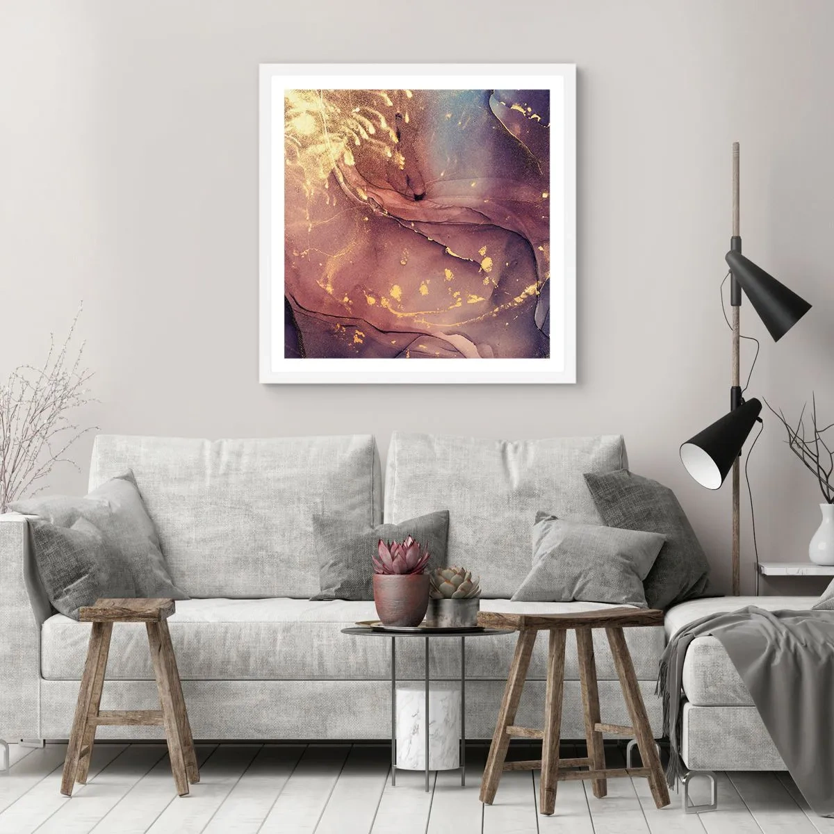 Plakat i hvid ramme - Materie og ånd - 40x40 cm