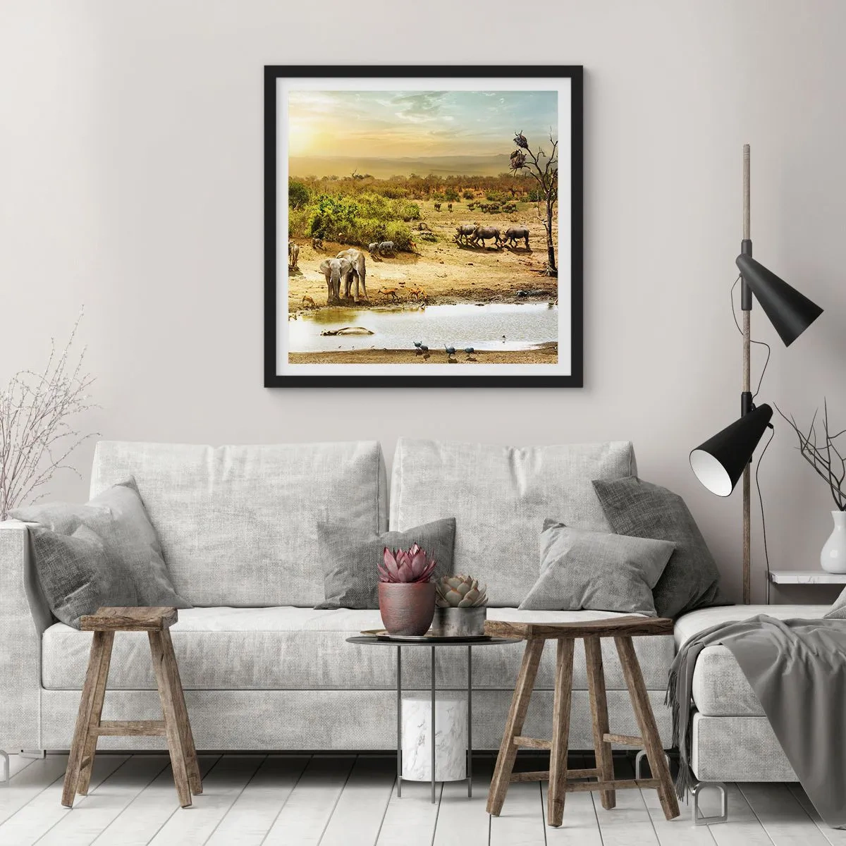 Plakat i sort ramme - "Og ud af Eden flød en flod...". - 50x50 cm