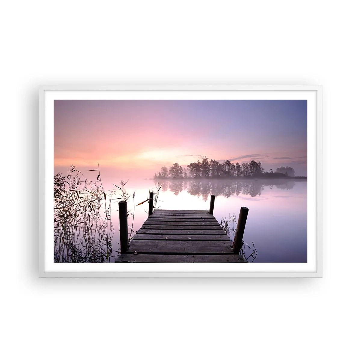 Plakat i hvid ramme - Ud af den lilla tåge... - 91x61 cm