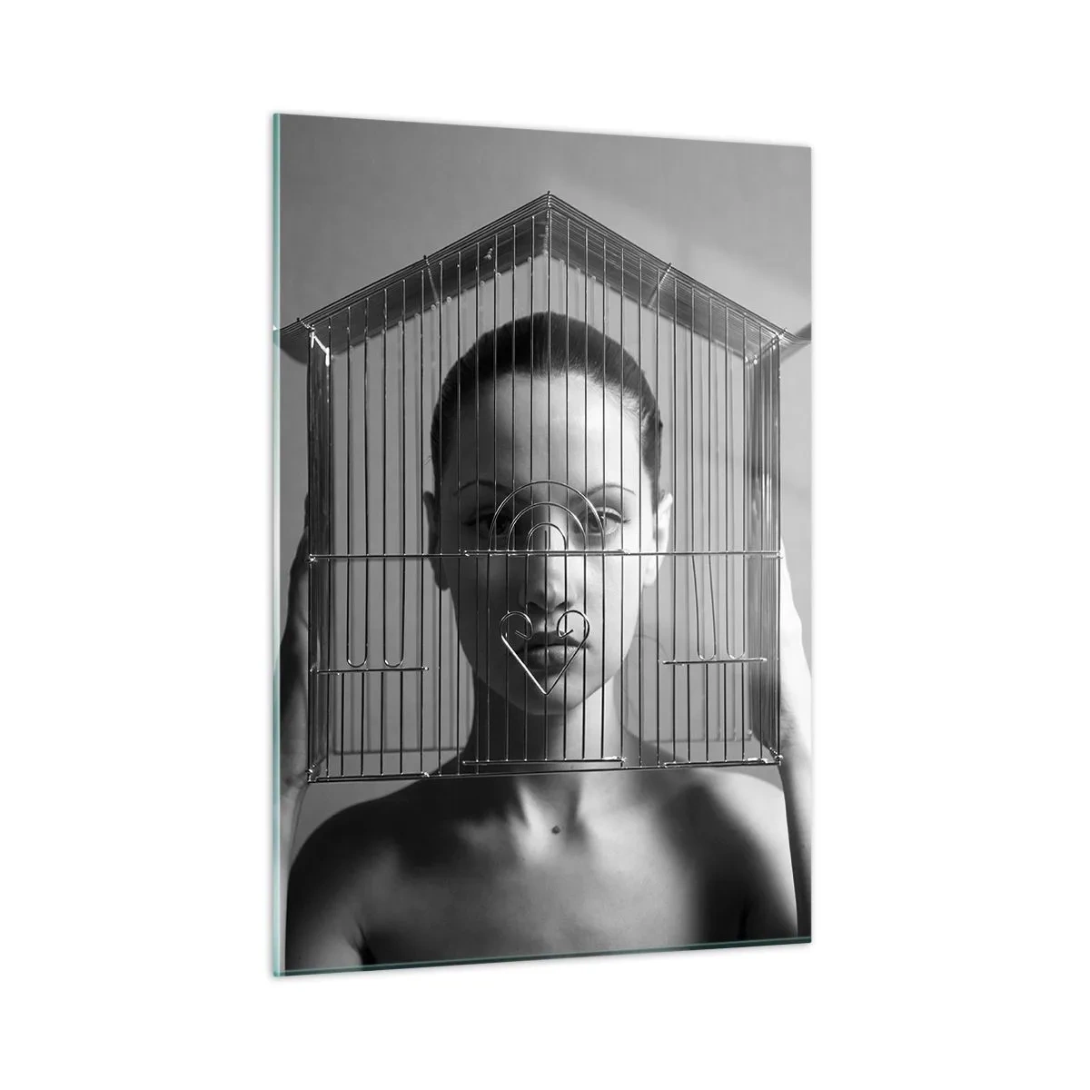 Billede på glas - Et lidt surrealistisk portræt - 50x70 cm