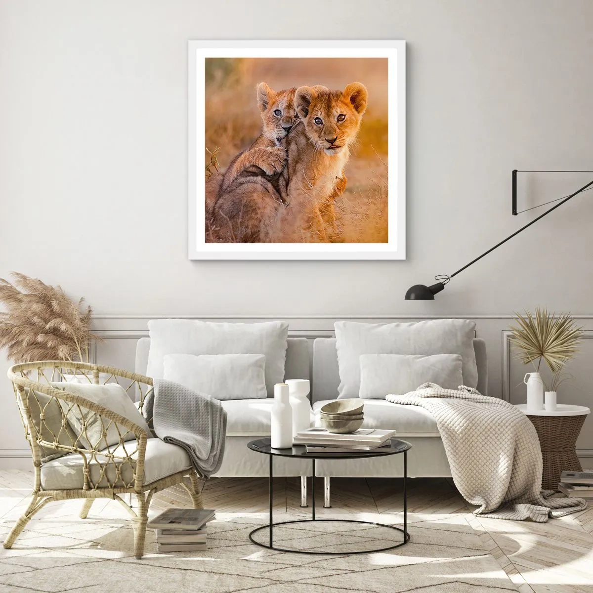 Plakat i hvid ramme - Forstyr ikke! Vi har det sjovt - 30x30 cm