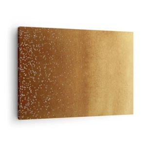 Lærredstryk - Billede på lærred - En gylden gradient med diskret glimmer og udsmykning - 70x50cm - Lysets fødsel - Moderne vægdekoration til stue og soveværelse ARTTOR