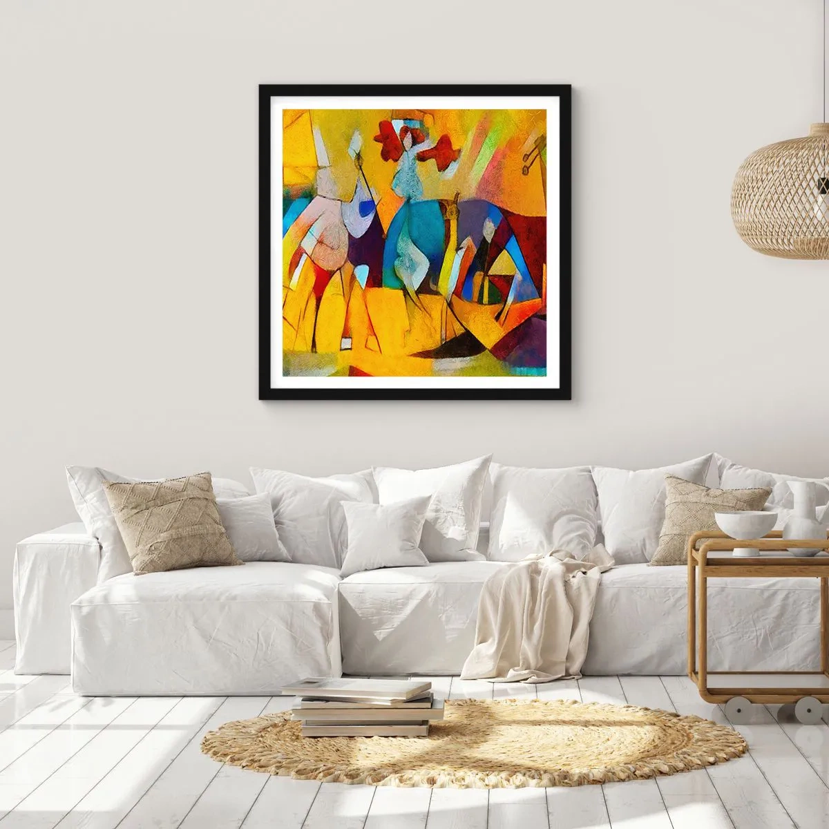 Plakat i sort ramme - Sol - liv - glæde - 60x60 cm