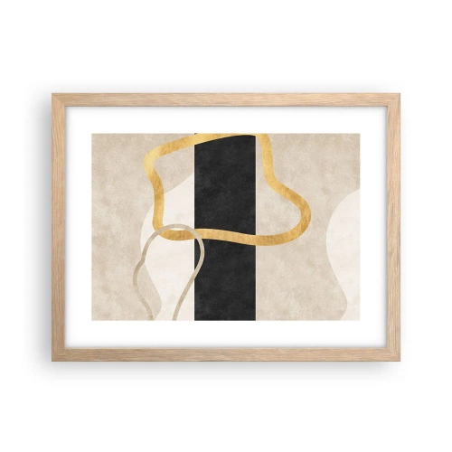 Plakat i ramme af lyst egetræ - Sløjfeformede former - 40x30 cm