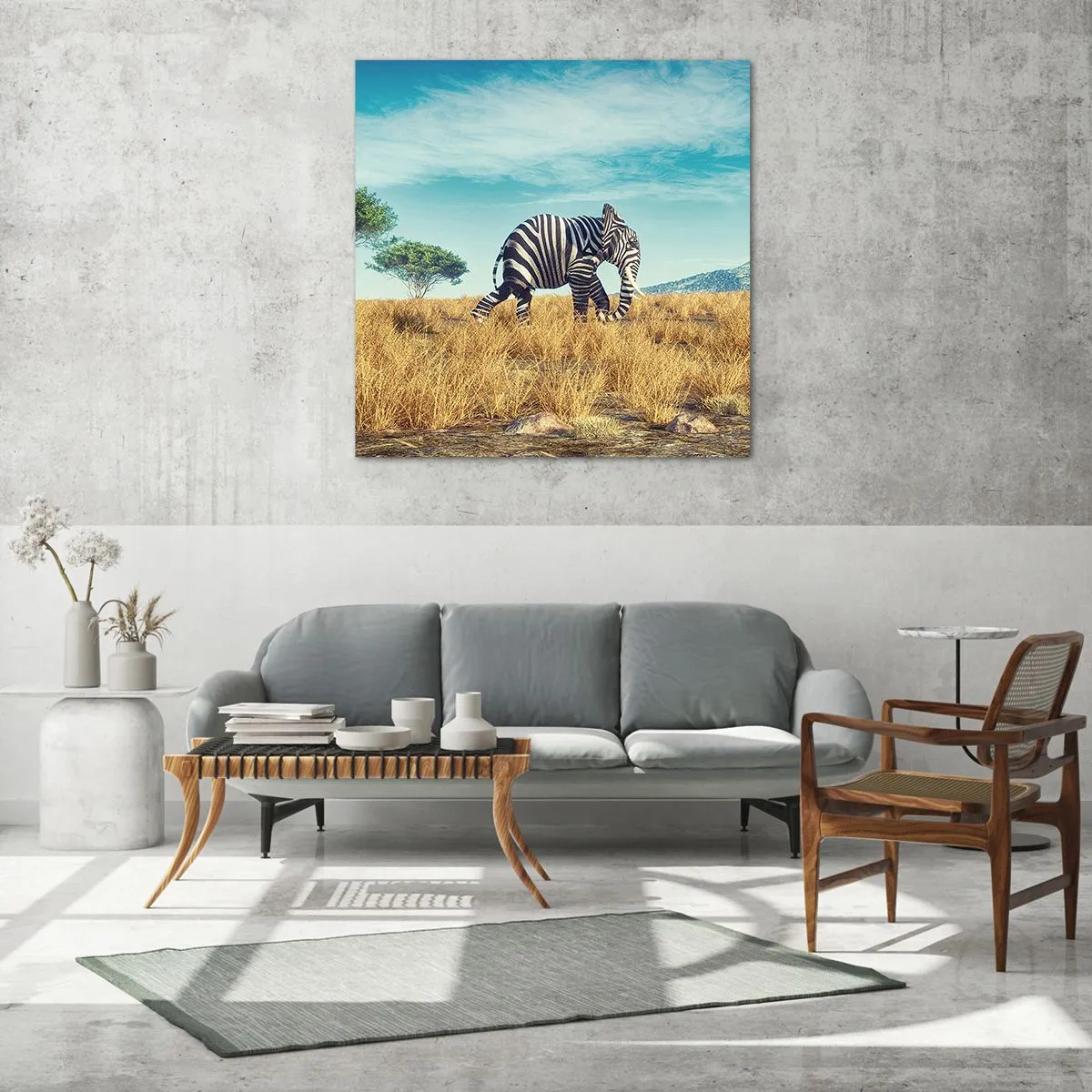 Billede på glas - Grå er ikke længere på mode - 70x70 cm