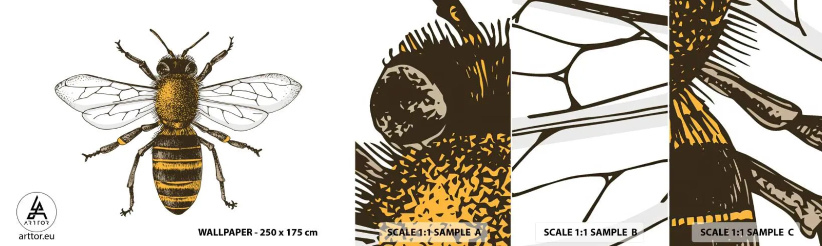 Fototapet Prøve Standard Eco - Smuk og god - Bi, Insekt, Natur - 100x30 cm