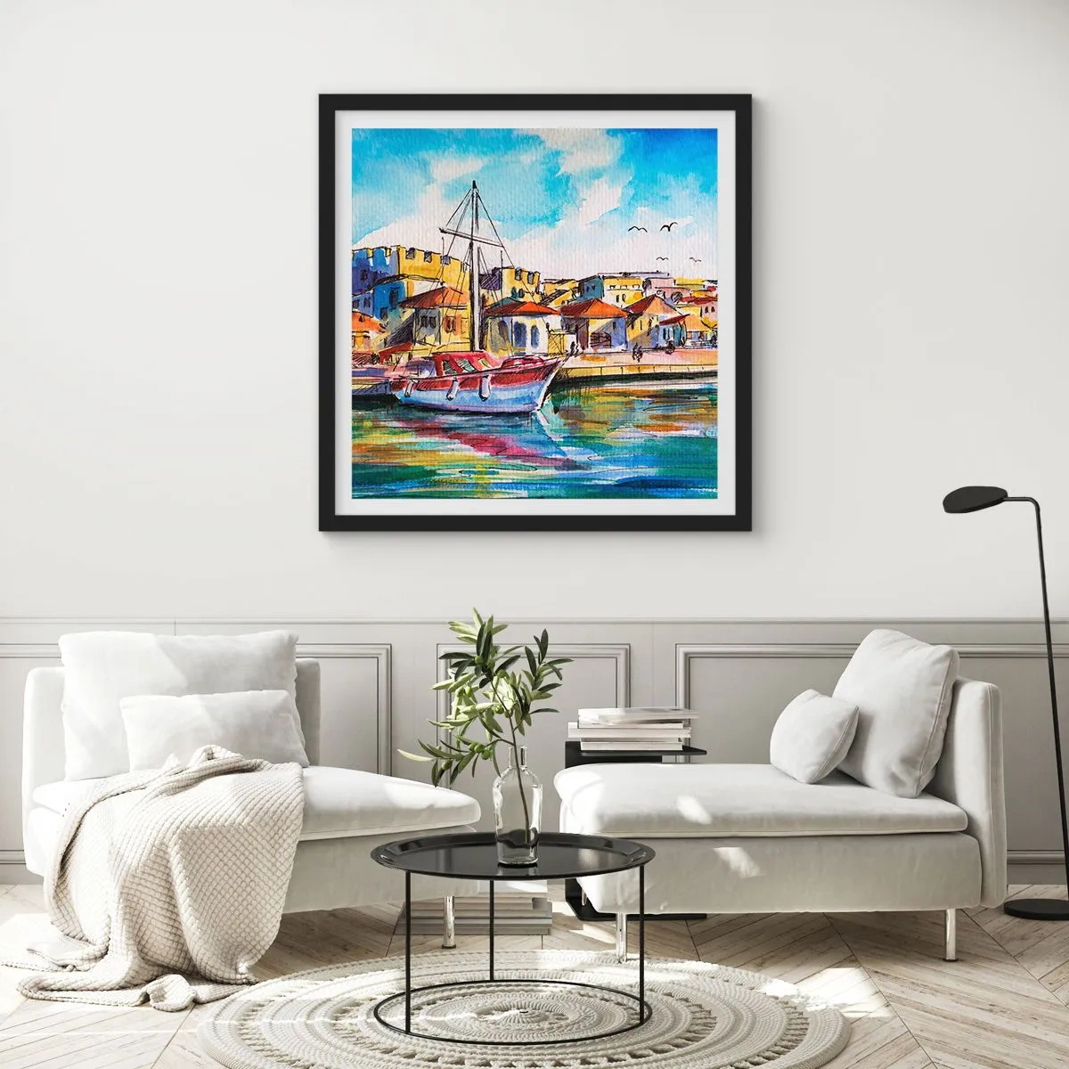 Plakat i sort ramme - Regnbue eftermiddag - 30x30 cm