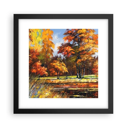 Plakat i sort ramme - Landskab i guld og bronze - 30x30 cm