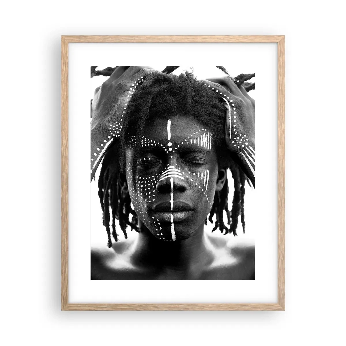 Plakat i ramme af lyst egetræ - Hvor er du? - 40x50 cm