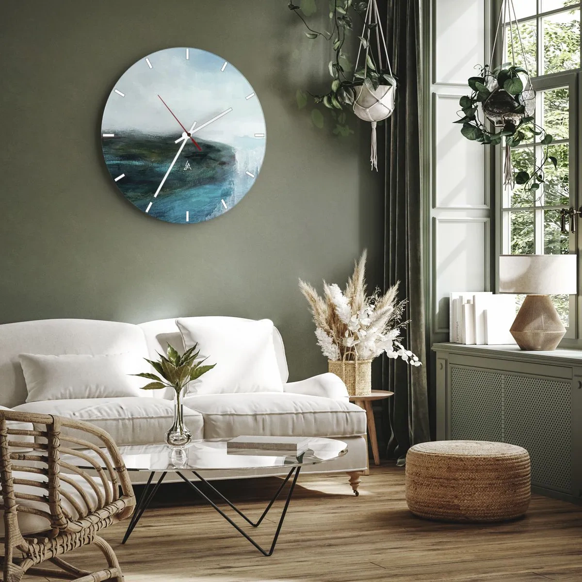 Vægur, Uret - Marin abstraktion - 40x40 cm