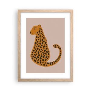Plakat i ramme af lyst egetræ - Leopardprint er et moderigtigt mønster - 30x40 cm