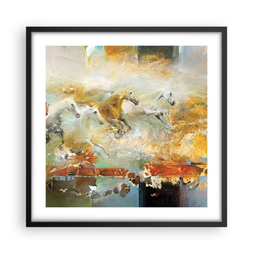 Plakat i sort ramme - Galopperer gennem lyset - 50x50 cm
