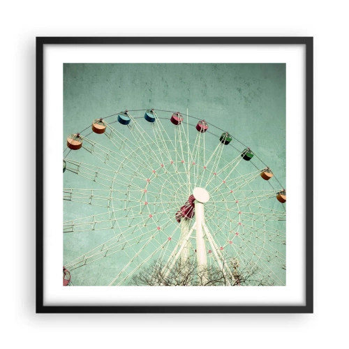 Plakat i sort ramme - Vi inviterer dig til at lege - 50x50 cm