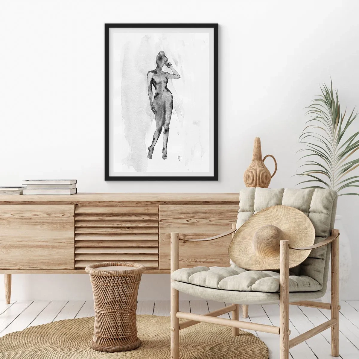 Plakat i sort ramme - En undersøgelse af idealet om kvindelighed - 70x100 cm