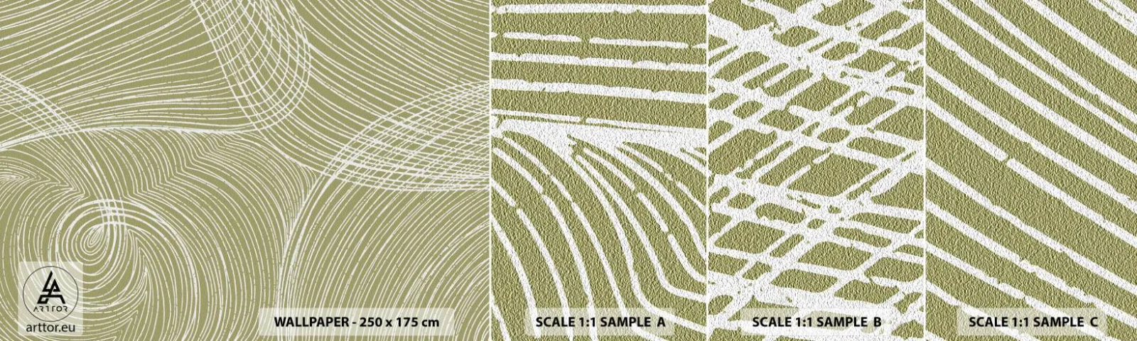 Prøve Fototapet Selvklæbende Deluxe Sticker - Indviklet abstraktion i hvidt - Boho, Minimalisme, Stykke - 100x30 cm