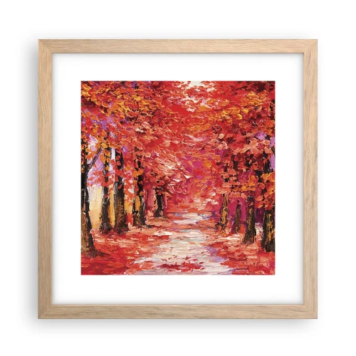 Plakat i ramme af lyst egetræ - Efterårets indtryk - 30x30 cm