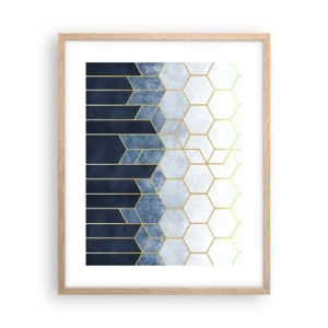 Plakat i ramme af lyst egetræ - Komposition i synkoperet rytme - 40x50 cm