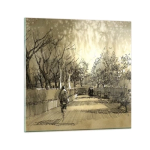 Billede på glas - Et øjeblik med fjer - 40x40 cm