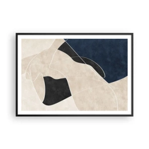 Plakat i sort ramme - Abstrakt komposition - kontrast af farver - 100x70 cm