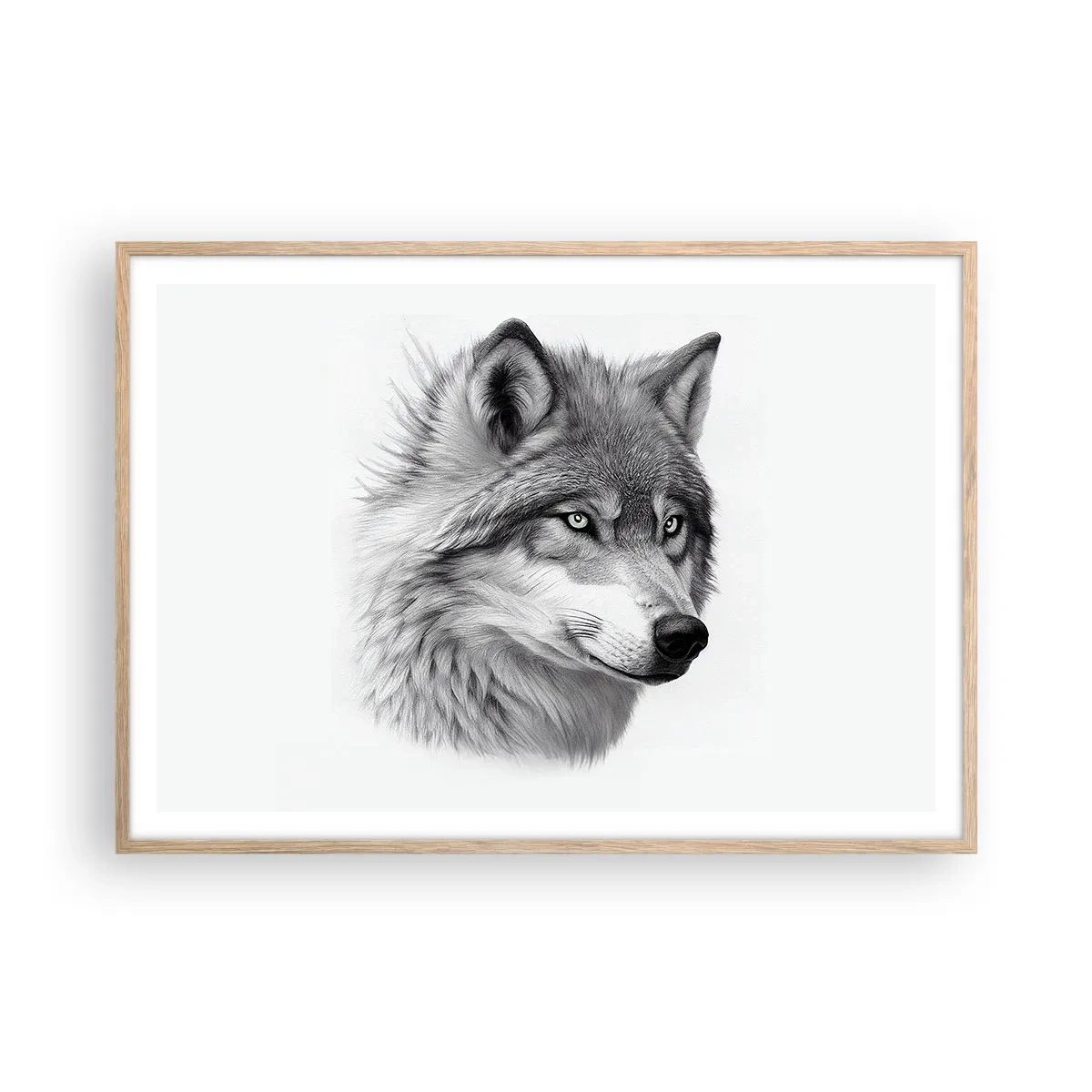 Plakat i ramme af lyst egetræ - Alpha - uden tvivl - 100x70 cm