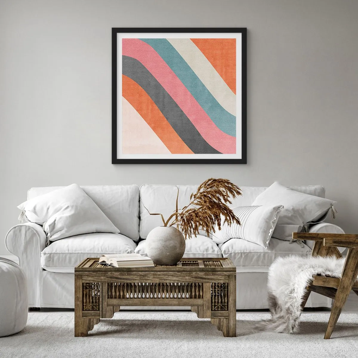 Plakat i sort ramme - Diagonal komposition - bevægelse - 60x60 cm