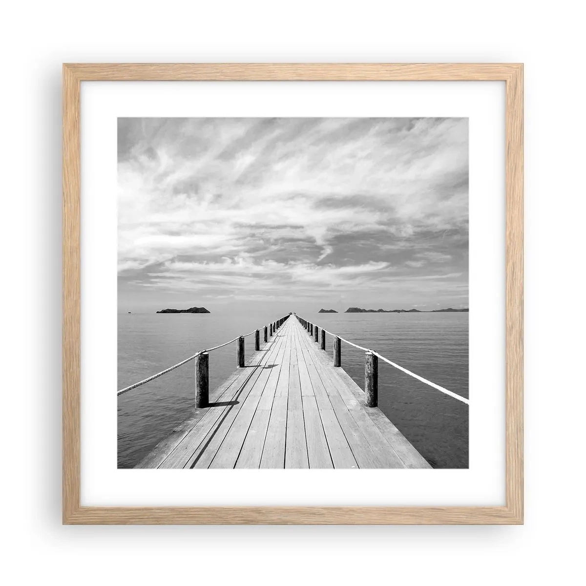 Plakat i ramme af lyst egetræ - Eller måske en rejse... - 40x40 cm