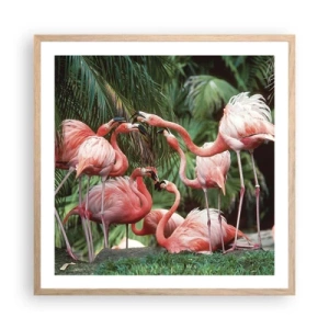 Plakat i ramme af lyst egetræ - Sladder om eftermiddagen - 60x60 cm