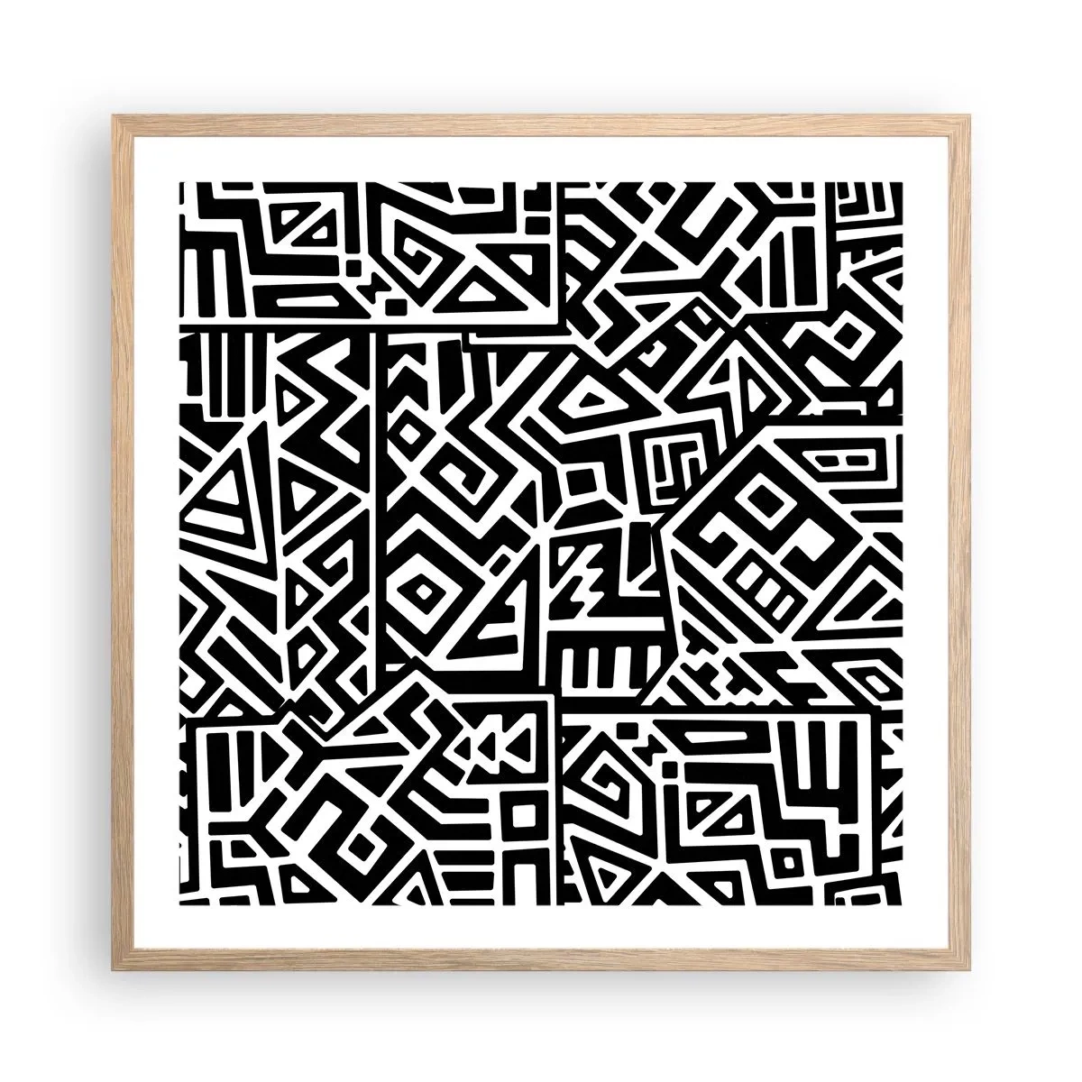 Plakat i ramme af lyst egetræ - Præcolumbiansk sammensætning - 60x60 cm