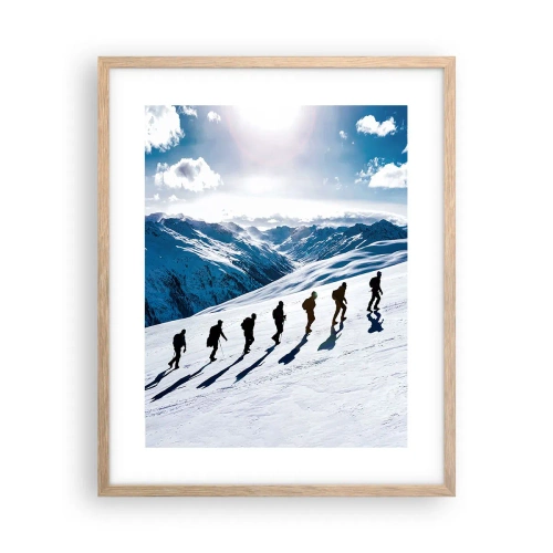 Plakat i ramme af lyst egetræ - Det vindende hold - 40x50 cm