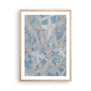 Plakat i ramme af lyst egetræ - I en gråblå labyrint - 50x70 cm