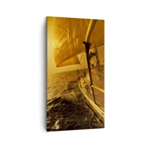 Lærredstryk - Billede på lærred - En gylden aften efter en broget dag - 45x80 cm