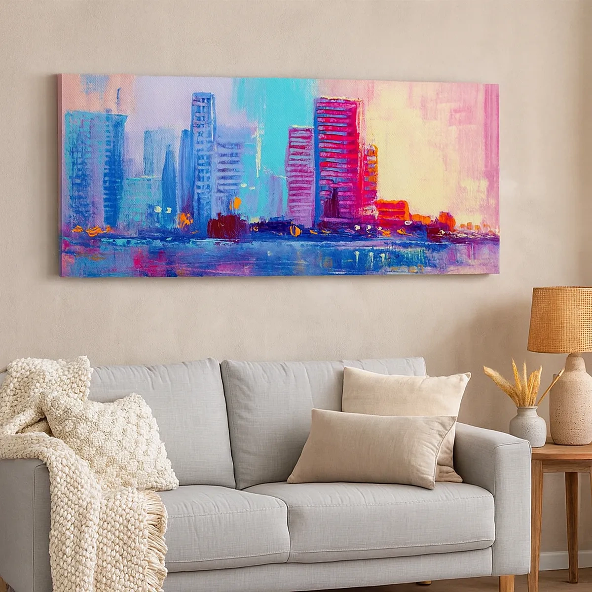 Lærredstryk - Billede på lærred - Badet i farver - 30x30 cm