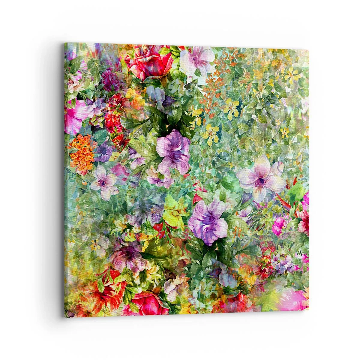 Lærredstryk - Billede på lærred - Ind i blomsterne ved fortabelse - 70x70 cm