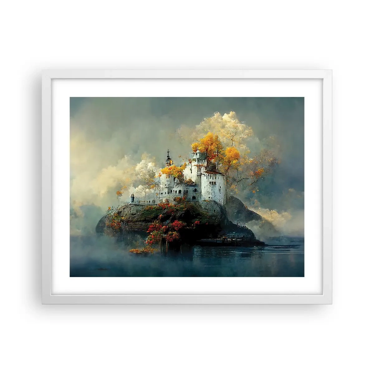 Plakat i hvid ramme - Begyndelsen på en romantisk historie - 50x40 cm