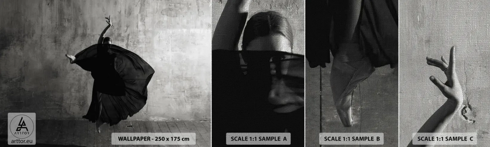 Prøve Fototapet Premium Canvas - Passioneret bælte - Ballerina, Dans, Ballet - 100x30 cm