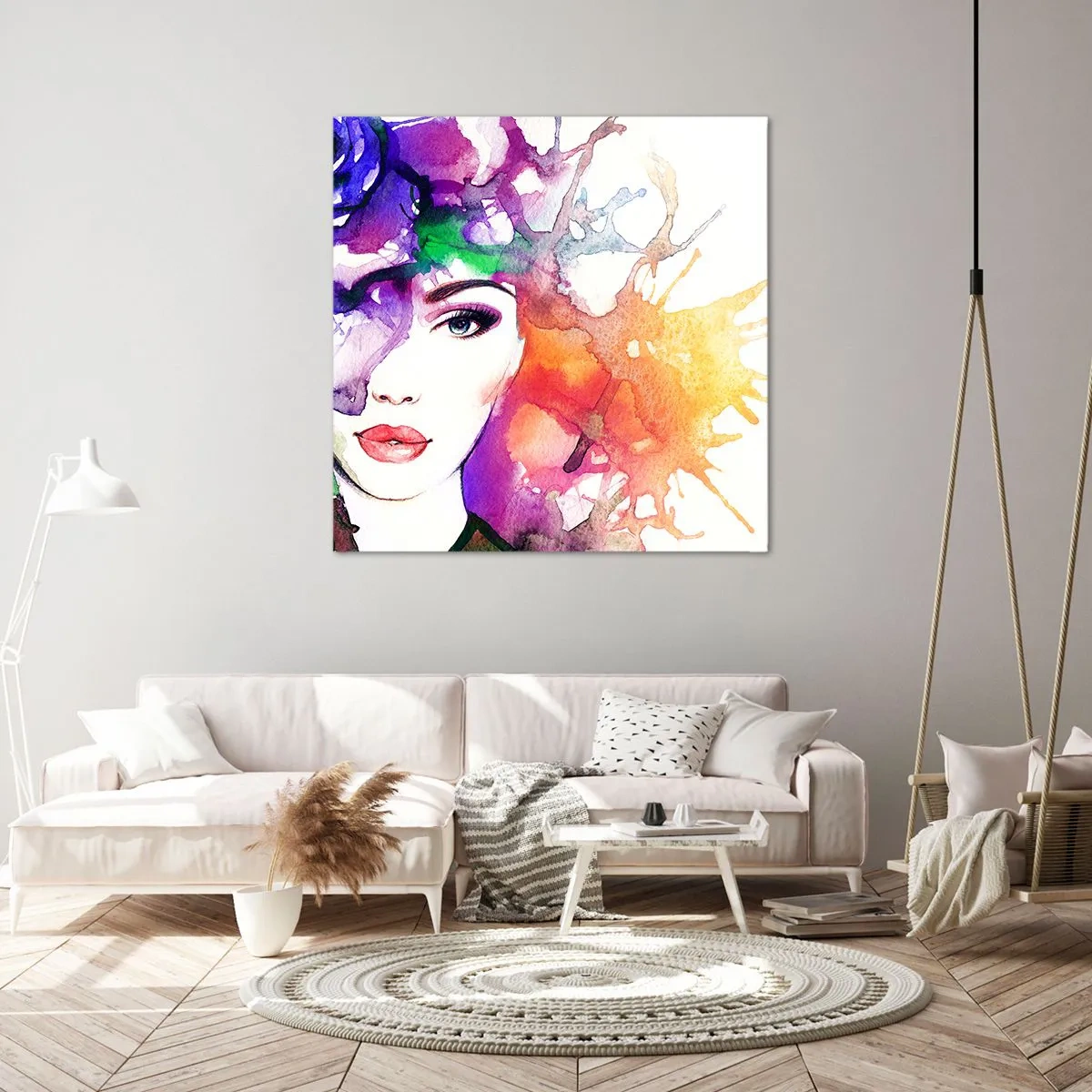 Lærredstryk - Billede på lærred - Med hovedet i skyerne - 70x70 cm
