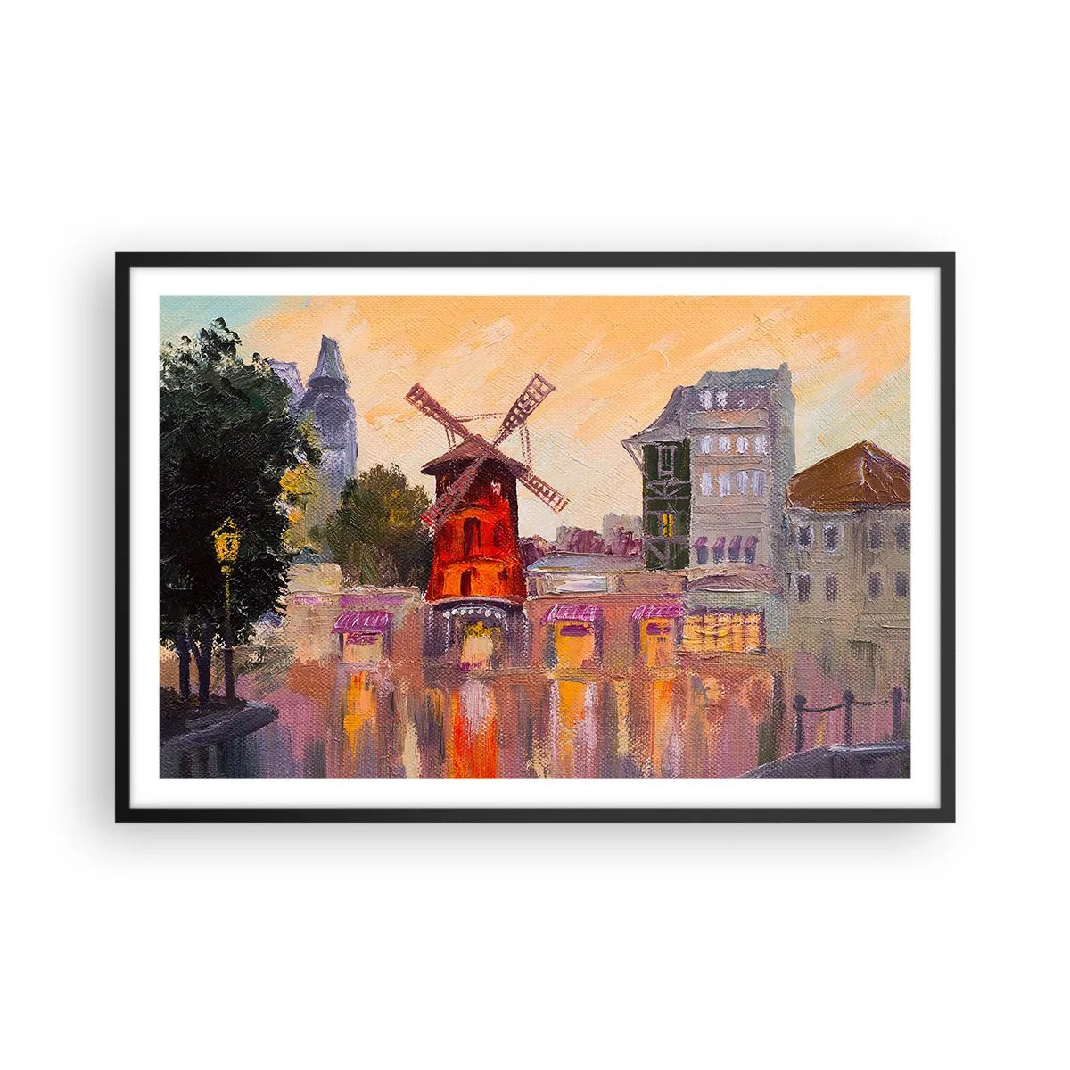 Plakat i sort ramme - Parisiske ikoner - Moulin Rouge - 91x61 cm